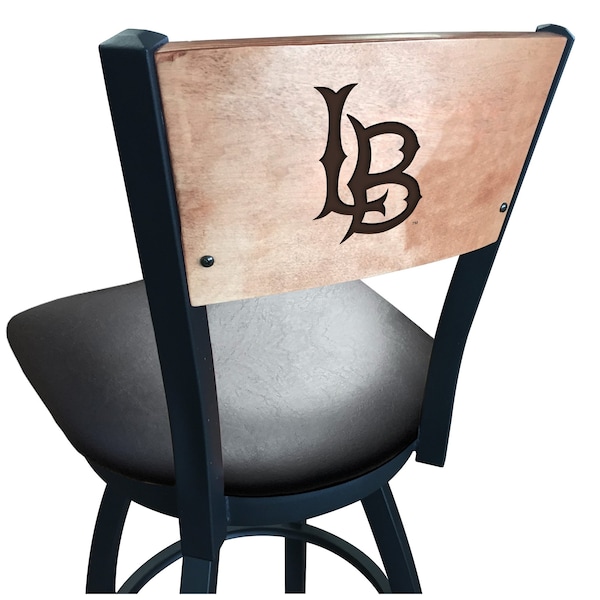 25" Blk Wrnkl Long Beach State Univ Swivel Bar Stool, Engraved Back