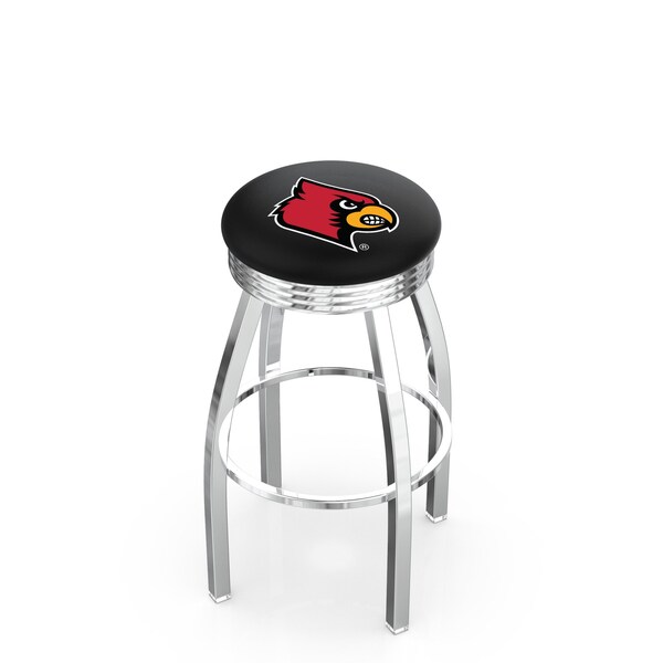 25" Chrome Louisville Swivel Bar Stool, Accent Ring