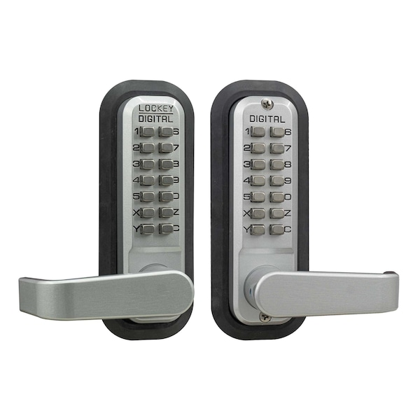 Mechanical Keyless Lever Lock With Passage Double Combination Satin Chrome
