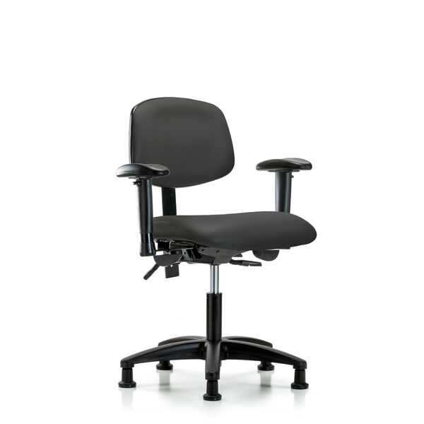 Desk Chair Desk Chair, Vinyl, AA Glides, Gry, Adjustable Arms, 18" to 23" Height, Vinyl, Charcoal