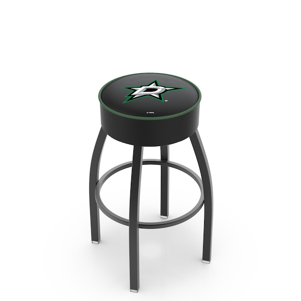 25" 4" Dallas Stars Cushion Seat, Blk Wrinkle Base Swivel Bar Stool