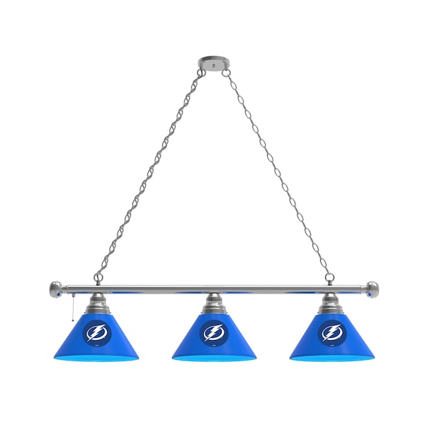 Tampa Bay Lightning 3 Shade Billiard Light, Chrome Fixture