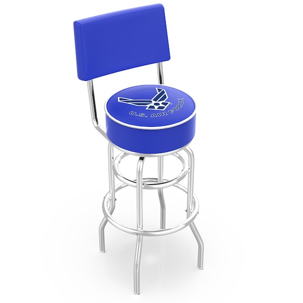 25" Chrome 2-Ring U.S. Air Force Swivel Bar Stool, Back