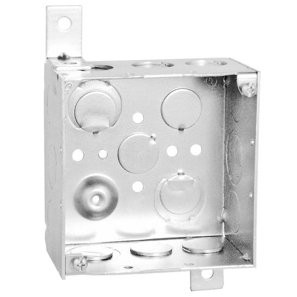 Electrical Box, 30.3 cu in, Junction Box Type, 4 Gangs, Steel, Square Shape