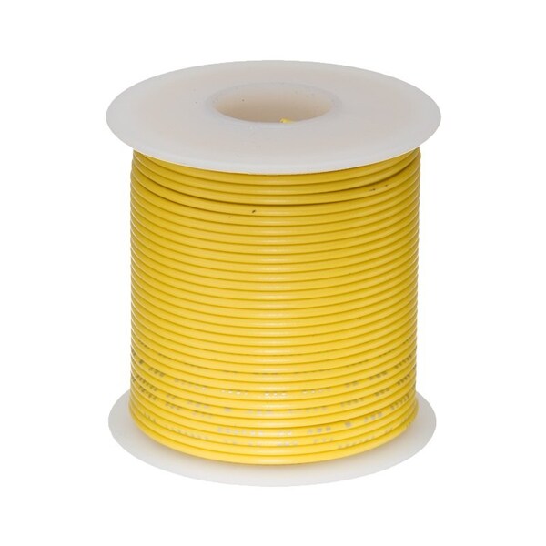 18 AWG Gauge UL1061 Stranded Hook Up Wire, 300V, 0068 Diameter, Yellow, 25 ft Length
