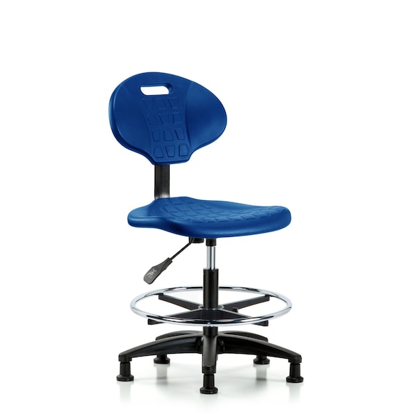 Erie Poly Chair, Med Bench, Foot Ring, Glides, Blue