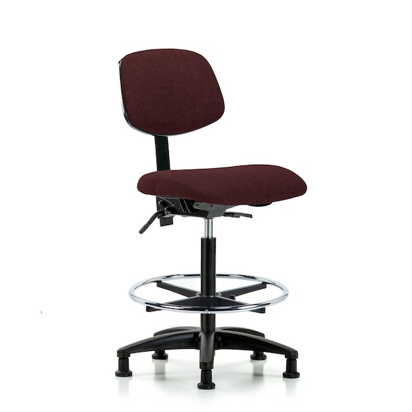 Chair, Fabric, Hi Bench, Tilt CF Glides, Bur, No Arms, 26" to 35-1/2" Height, Burgundy