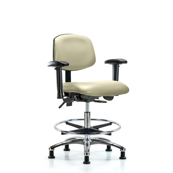 Chair, Vin, Med Bench, Chr AA CF Glides, Wht, 6-Way Adjustable, 22" to 29" Height, Adobe White