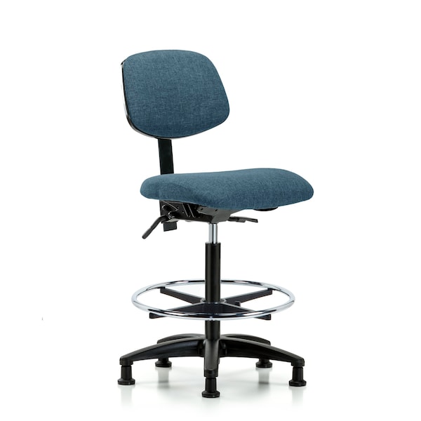 Chair, Fabric, Hi Bench, Tilt CF Glides, Blu, No Arms, 26" to 35-1/2" Height, Blue