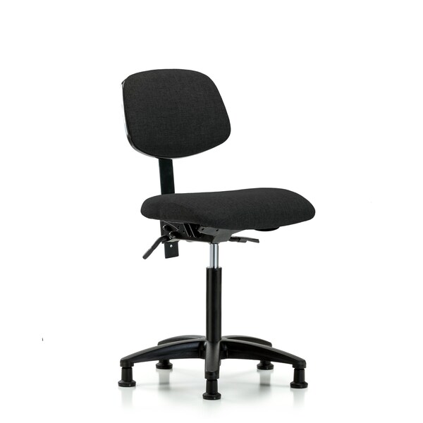 Chair, Fabric, Med Bench, Glides, Blk, No Arms, 22" to 29" Height, Black
