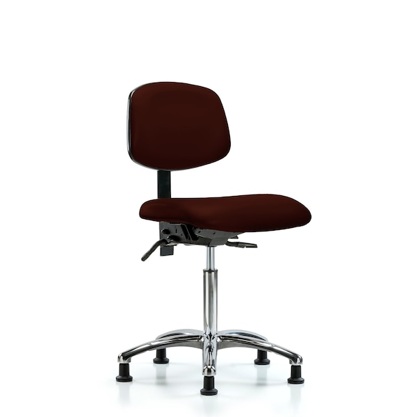Chair, Vinyl, Med Bench, Chrome Glides, Burg, No Arms, 22" to 29" Height, Burgundy