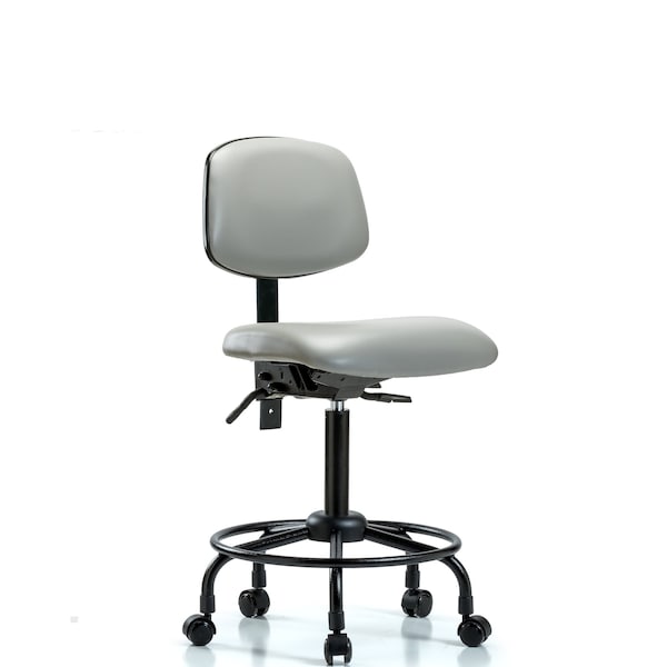 Bench Chair, Vinyl, RT, Casters, Dov, No Arms, 22" to 29" Height, Dove