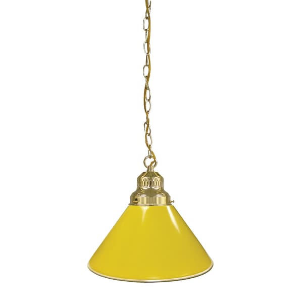 Yellow Pendant Light, Brass Fixture