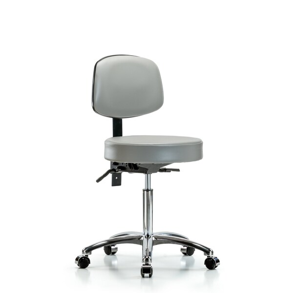 Bench Stool, Med, Vin, Bk Chrome, Cast, Dov