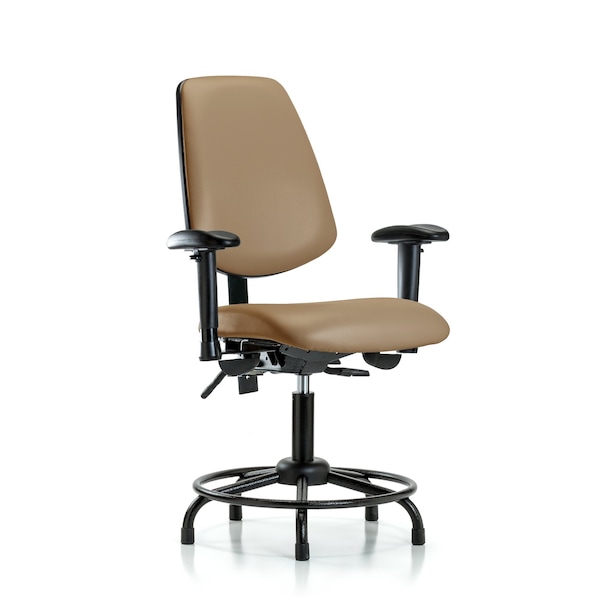 Desk Chair Adjustable Arms, 18" to 23" Height, Vinyl, Taupe