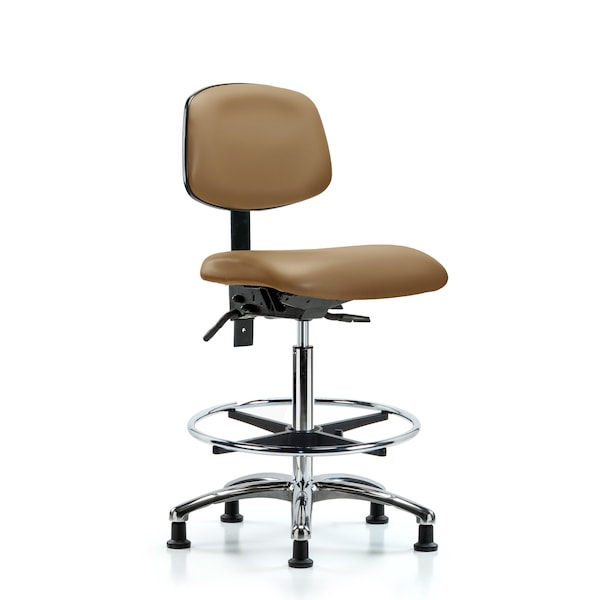 Chair, Vinyl, Hi Bench, Chr CF Glides, Taupe, No Arms, 26" to 35-1/2" Height, Taupe