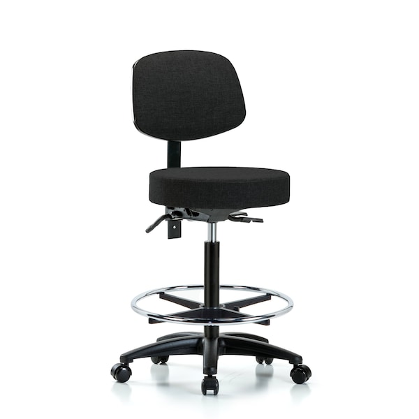 Bench Stool, Hi, Fab, Bk, Tilt, CF, Cast, Blk