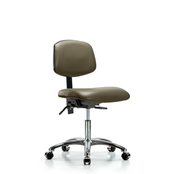 Vinyl Chair Chrome, Desk, Casters, Taupe