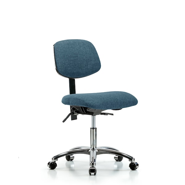 Desk Chair Desk Chair, Fabric, Chr Tilt Casters, Blu, No Arms, 19" to 24" Height, Fabric, Blue