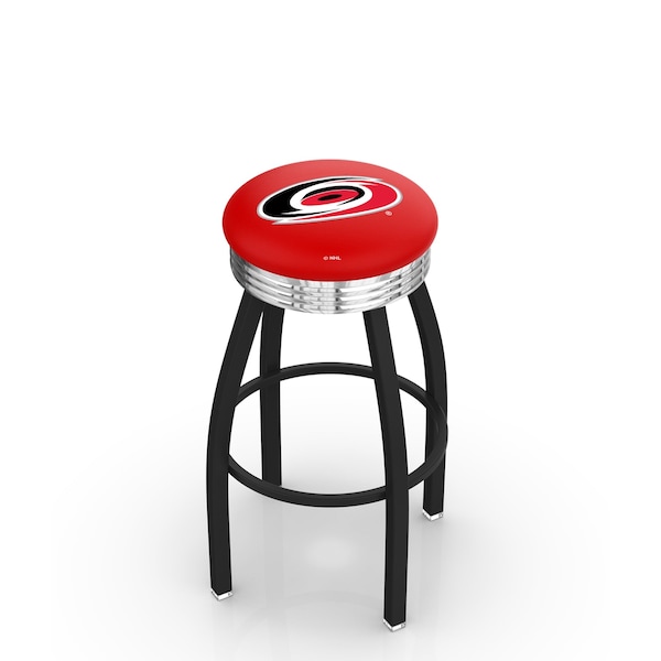 25" Blk Wrinkle Carolina Hurricanes Swivel Bar Stool, Chrome Ring