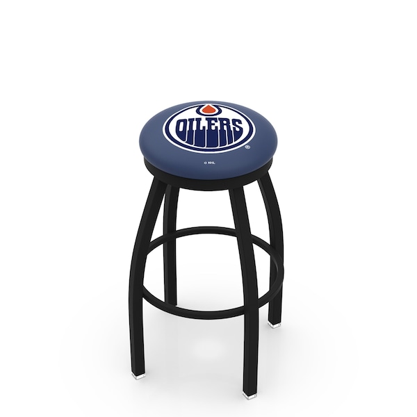 25" Blk Wrinkle Edmonton Oilers Swivel Bar Stool, Accent Ring