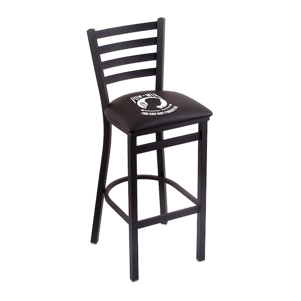 25" Blk Wrinkle POW/MIA Stationary Counter Stool, Ladder Back