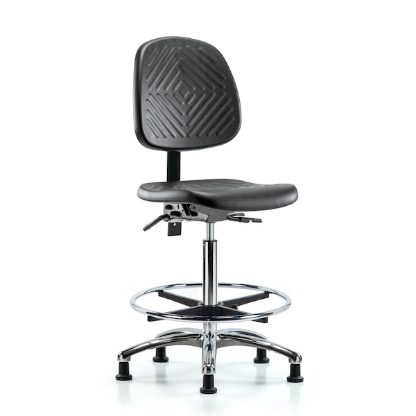 High Bench Chair Ben Chair, Poly, Hi, Med Bk, Chr, Tilt CF Gld, No Arms, 24-1/2" to 33-1/2" Height