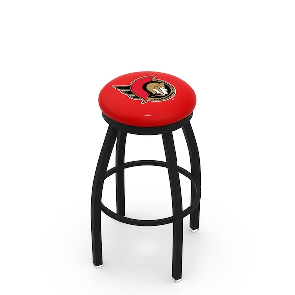 25" Blk Wrinkle Ottawa Senators Swivel Bar Stool, Accent Ring