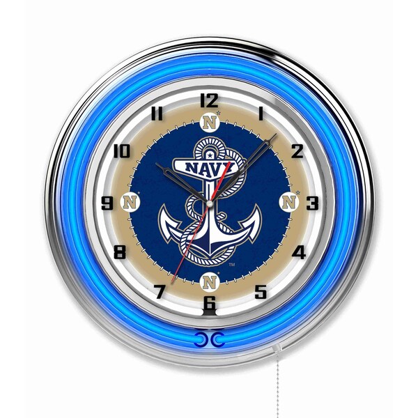 US Naval Academy Double Neon 19" Clock NAVY