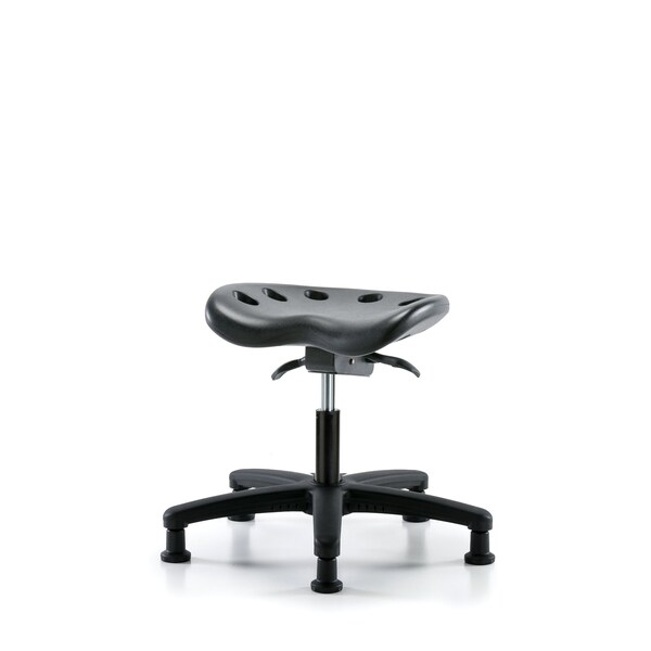 Poly Tractor Sit-Stand Stool, Desk, Glides, Black
