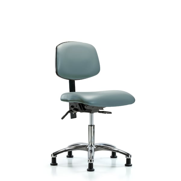 Vinyl Chair Chrome, Desk, Glides, Storm