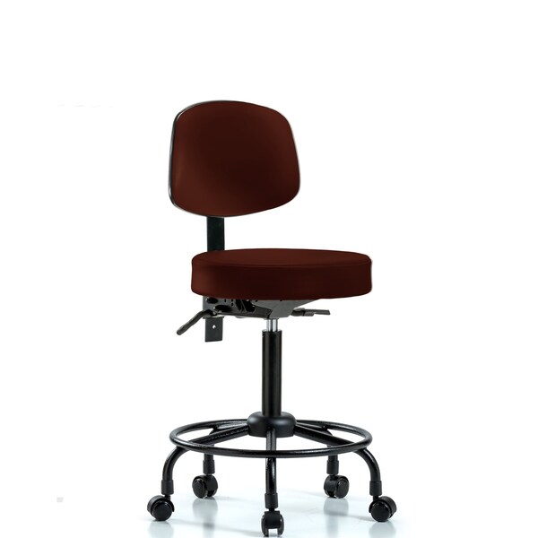 Med Bench Stool, Vinyl, Bk, RT, Cast, Burg, Material: Polyurethane Foam