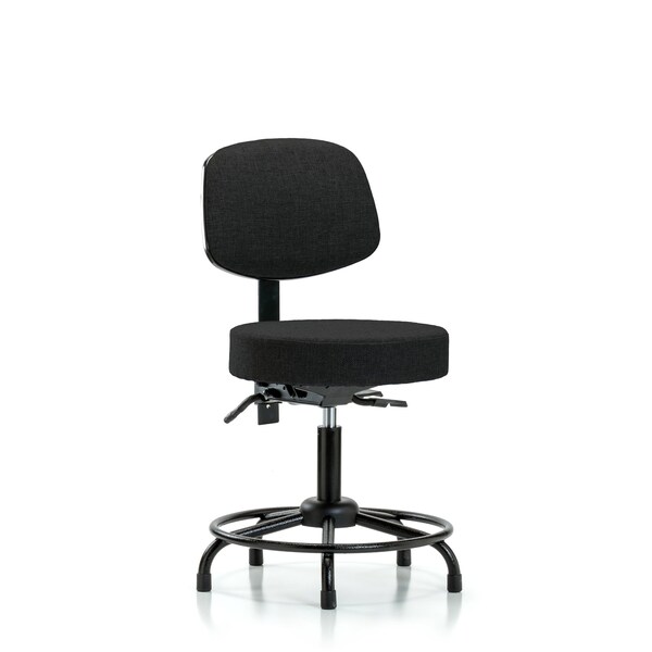 Desk Stool, Fab, Bk, RT, Tilt, Glides, Blk