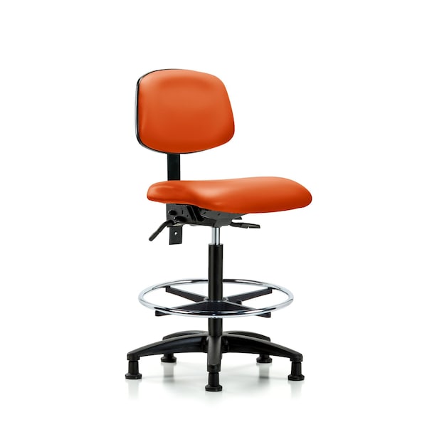 High Bench Chair Chair, Fab, Med Bnch, Chr Tilt CF Glide, Bur, No Arms, 26" to 35" Height, Vinyl
