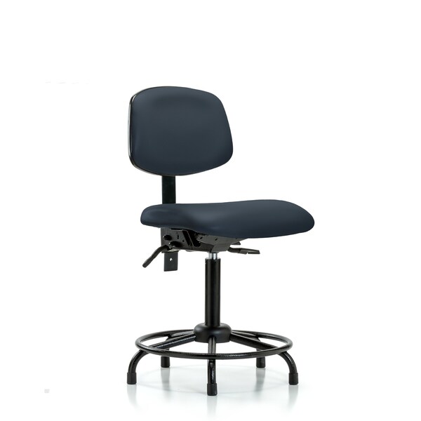Bench Chair, Vinyl, RT Tilt, Gld, Nav, No Arms, 22" to 29" Height, Imperial Blue