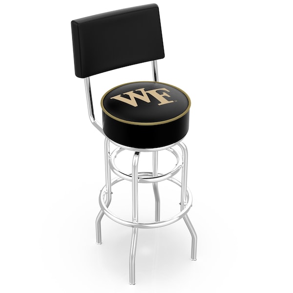 25" Chrome 2-Ring Wake Forest Swivel Bar Stool, Back