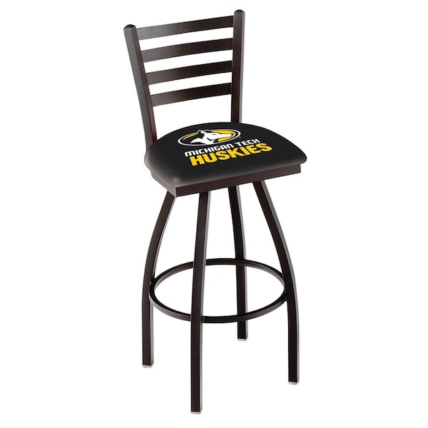 25" Blk Wrinkle Michigan Tech Swivel Bar Stool, Ladder Back