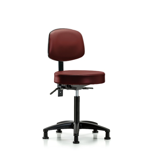 Vinyl Stool, Back, Med Bench, Tilt, Glides, Taupe