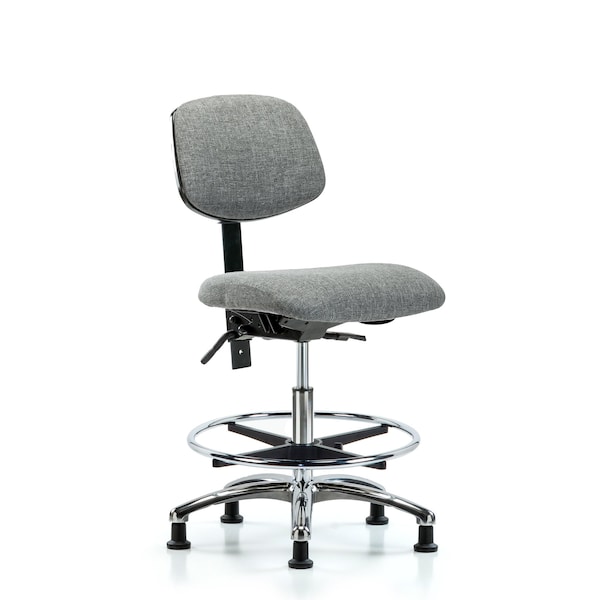 Chair, Fabric, Med Bench, Chr CF Glides, Gry, No Arms, 22" to 29" Height, Gray