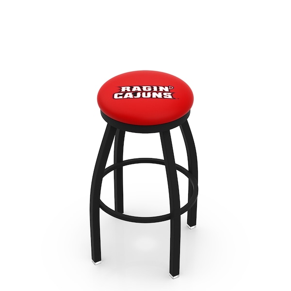 25" Blk Wrinkle Louisiana-Lafayette Swivel Bar Stool, Accent Ring