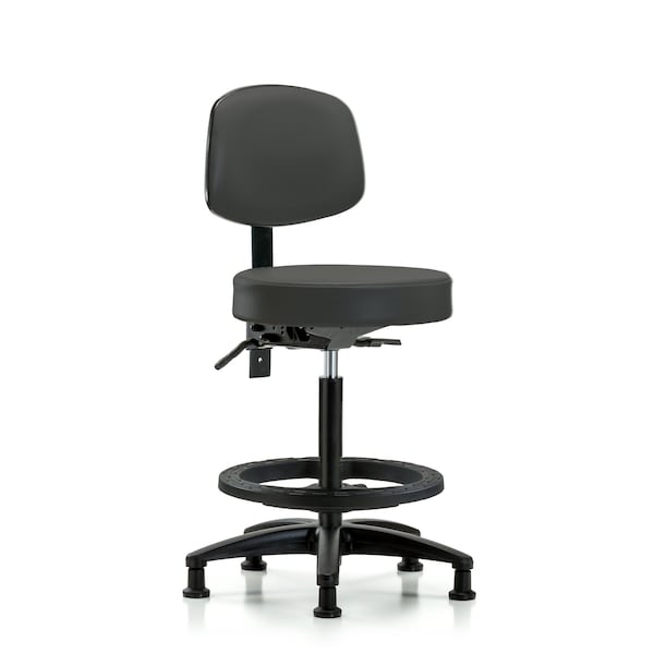 Bench Stool, Hi, Vinyl, Bk, BF, Glides, Gry