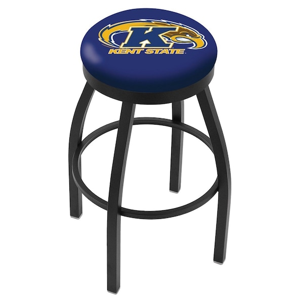 25" Blk Wrinkle Kent State Swivel Bar Stool, Accent Ring