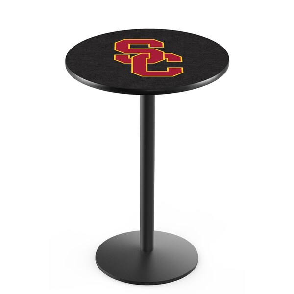 42" Blk Wrinkle USC Trojans Pub Table, 36" dia. Top