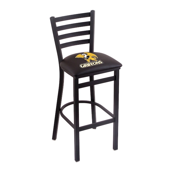 25" Blk Wrnkl Missouri Western State Station Counter Stool, Ladder Back