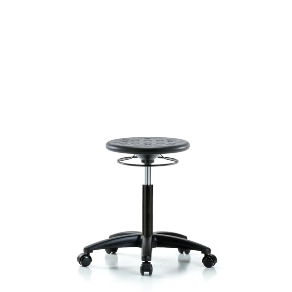Huron Poly Stool, Med Bench, Casters, Black