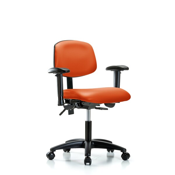 Desk Chair Desk Chair, Vinyl, AA Casters, Orange, Adjustable Arms, 18" to 23" Height, Vinyl
