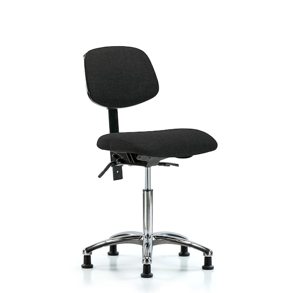 Chair, Fabric, Med Bench, Chrome Glides, Blk, No Arms, 22" to 29" Height, Black