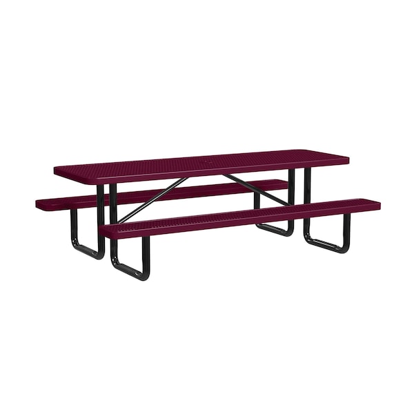 Rectangle Portable Picnic Table, Burgundy, 8 ft L
