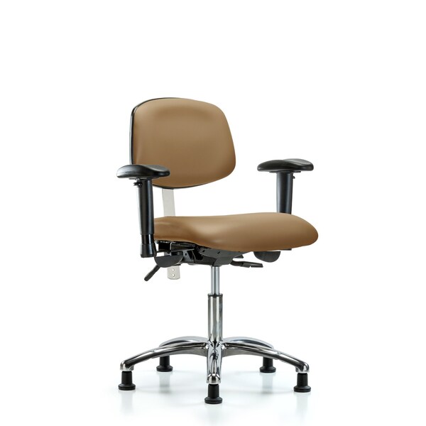 Clean Room Chair Desk Chair, Vin, Chrm, AA, Glds, Taupe, CL100, Adjustable Arms, 18" to 23" Height, Vinyl