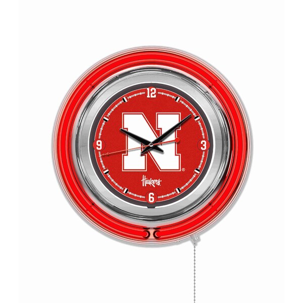 University of Nebraska Double Neon 15" Clock